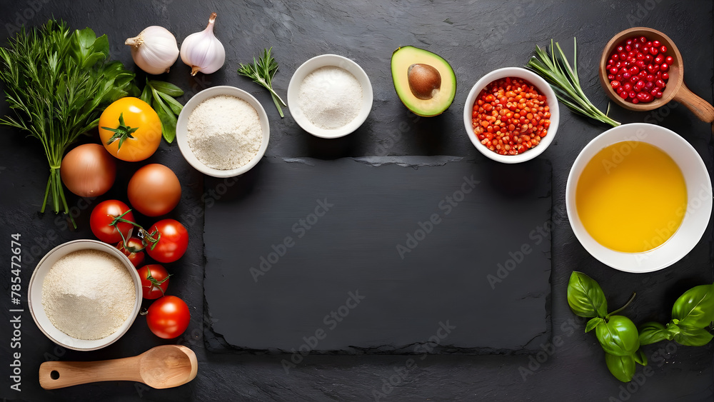 ingredients for cooking on black stone kitchen table ingredients for cooking on black stone kitchen table