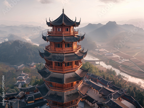Zhuang Ethnic Drum Tower in Sanjiang, Guangxi photo