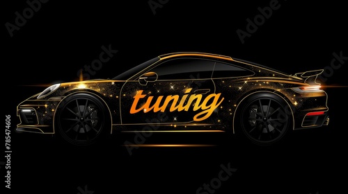 A car featuring the word tuning prominently displayed on its exterior. The vehicle appears to have undergone modifications to enhance performance or aesthetics. photo