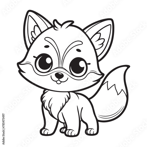 line art of fox cartoon vector