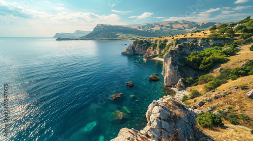 Summer view of Black sea coast near Fiolent cape Crime