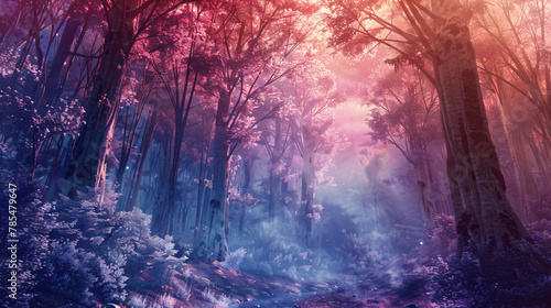 Surreal fantasy land with large forest. Beautiful magic © Ashley