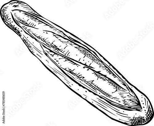crusty baguette, perfect for use in culinary branding or as an icon for French bakeries.