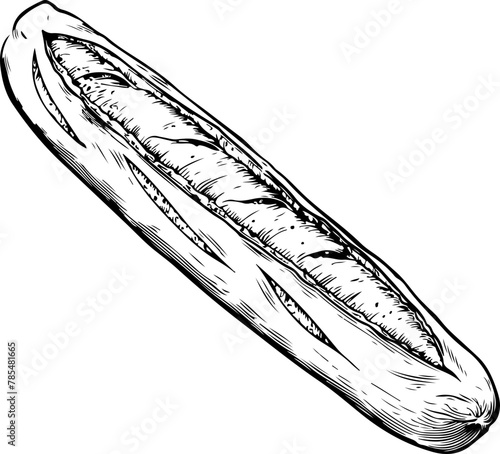 crusty baguette, perfect for use in culinary branding or as an icon for French bakeries.