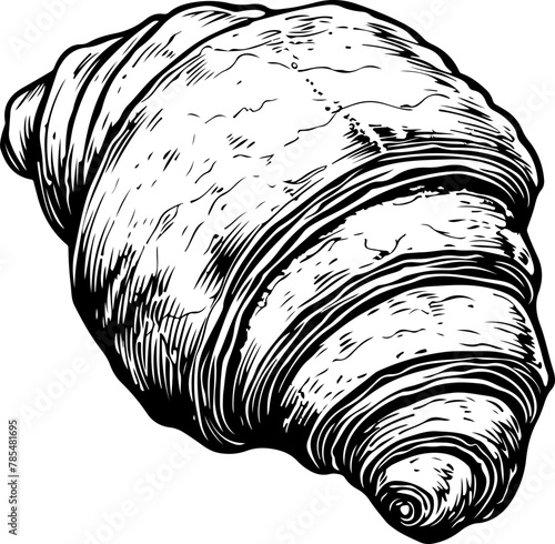 A detailed sketch of a flaky croissant, ideal for bakery menus, French cuisine articles, or pastry-making tutorials.