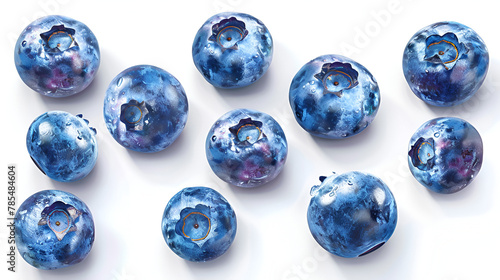 blueberry berries isolated on white background collection, generative ai