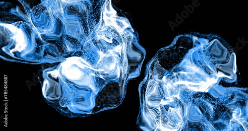 Image of blue shapes moving on black background © vectorfusionart