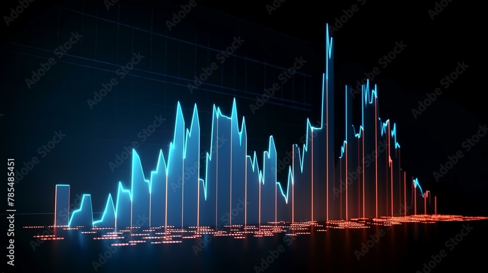financial stock market graph on technology abstract background. Finance and investment concept. 3d rendering