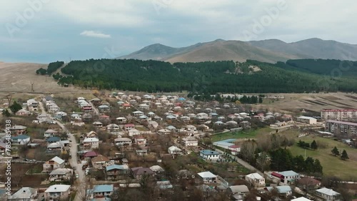 Aerial view of Village Dmanisi, site of paleoanthropological excavations in southern Georgia. photo