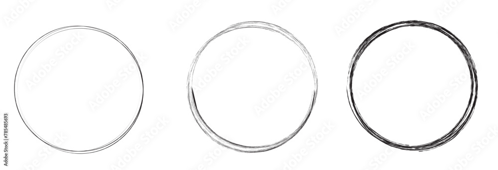 Hand drawn circle line sketch set. Vector circular scribble doodle round circles for message note mark design element. Pencil or pen graffiti bubble or ball draft illustration. Hand drawn circle line sketch set. Vector circular scribble doodle round circles for message note mark design element. Pencil or pen graffiti bubble or ball draft illustration.