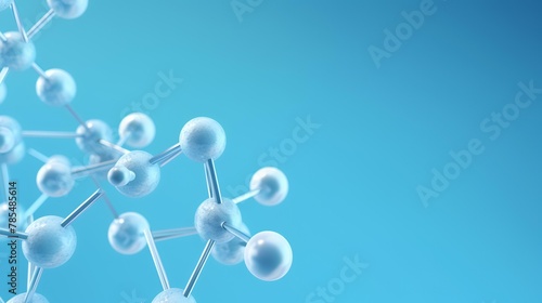 Molecule structure on blue background. 3d render illustration.