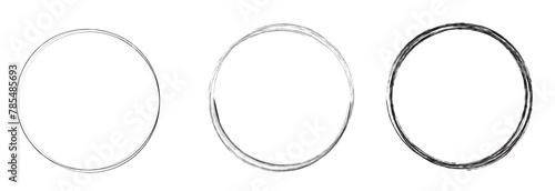 Hand drawn circle line sketch set. Vector circular scribble doodle round circles for message note mark design element. Pencil or pen graffiti bubble or ball draft illustration.