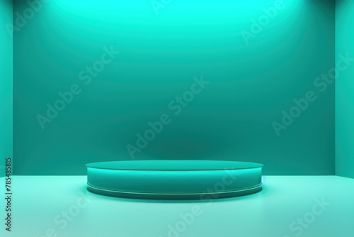 Turquoise background  gradient turquoise wall  abstract banner  studio room. Background for product display with copy space