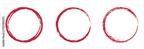 Red circle line hand drawn. Highlight the hand drawing circle isolated on a white background. Round handwritten circle. 