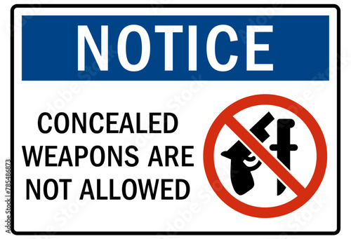 No concealed weapon warning sign