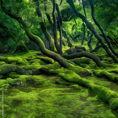 Nature Background of a damp green moss