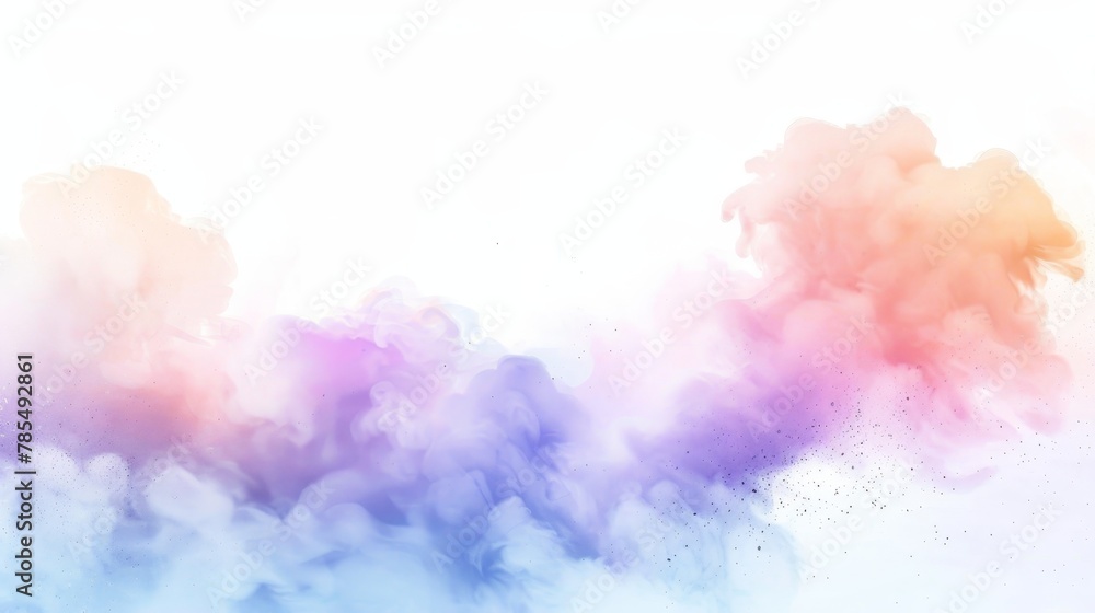 A white background is surrounded by colorful smoke that is transparent