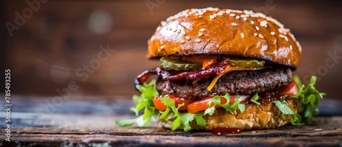 Indulge in the delectable taste of a mouthwatering burger, a tempting delight for your taste buds
