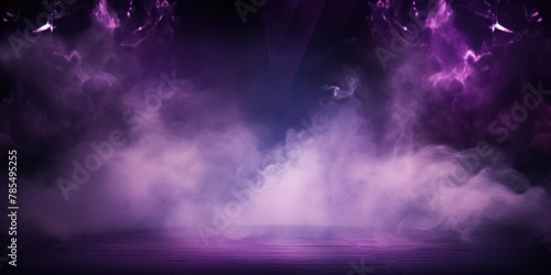 Violet stage background, violet spotlight light effects, dark atmosphere, smoke and mist, simple stage background, stage lighting, spotlights, spotlight effect, smoke, mist, dark atmosphere