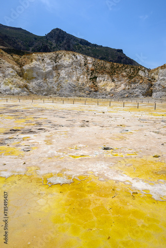 The Stefanos crater, the biggest and most impressive crater on the island of Nisyros in Greece