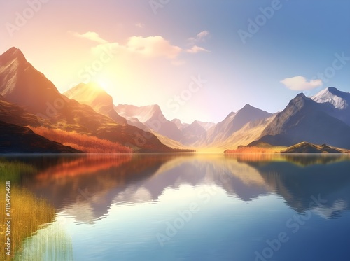 lake in the mountains generative ai © Sadia