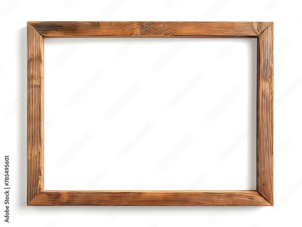 Thin wooden frame mock up isolated on white background Thin wooden frame mock up isolated on white background
