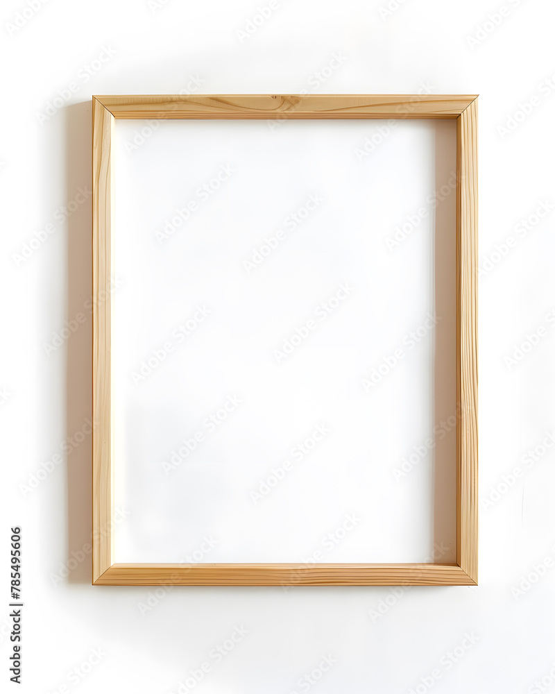 Obraz premium Thin wooden frame mock up isolated on white background