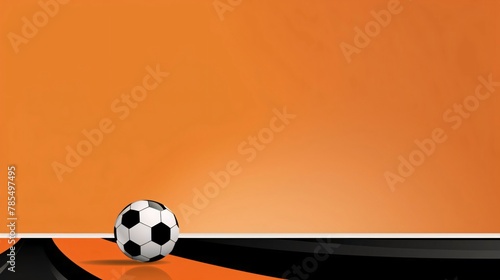 Soccer ball on the ground with copy space. Vector illustration.