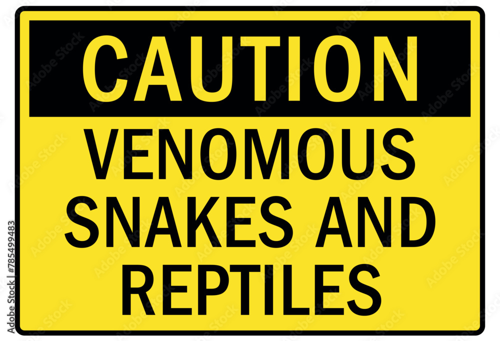 Fototapeta premium Snake warning sign venomous snakes and reptiles