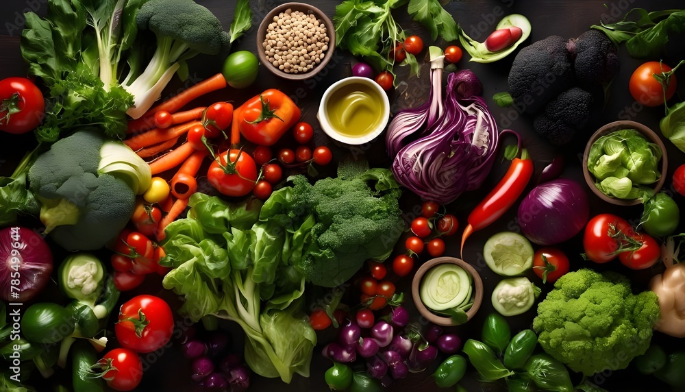Crucifers vegetables assortment as cabbage, broccoli, cabbage, turnip, kale, romanesco, radish, arugula - obrazy, fototapety, plakaty 