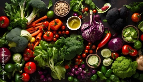 Crucifers vegetables assortment as cabbage, broccoli, cabbage, turnip, kale, romanesco, radish, arugula photo