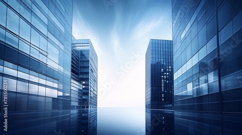 modern office building with skyscrapers and blue sky background, business concept
