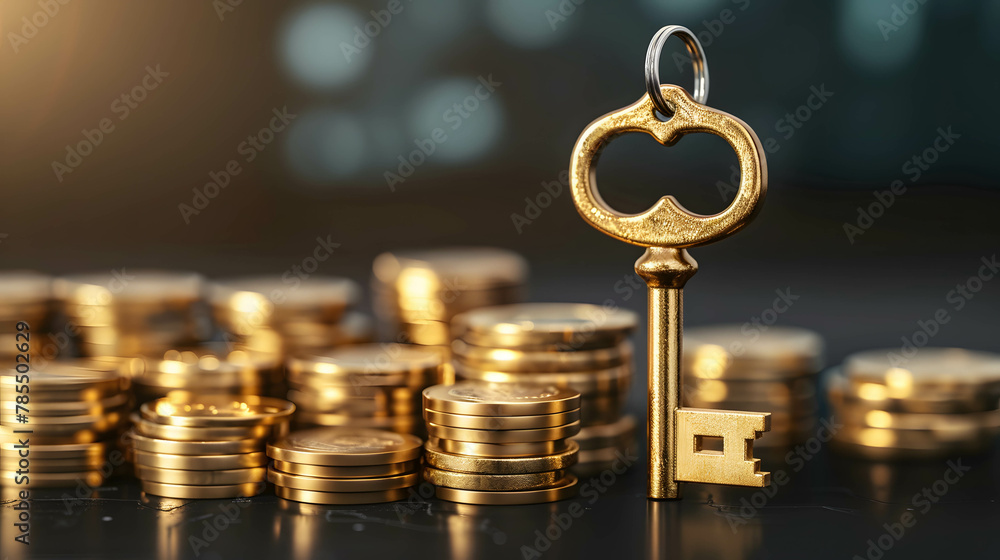 Craft a visual representation of investment with a golden key unlocking wealth opportunities Craft a visual representation of investment with a golden key unlocking wealth opportunities