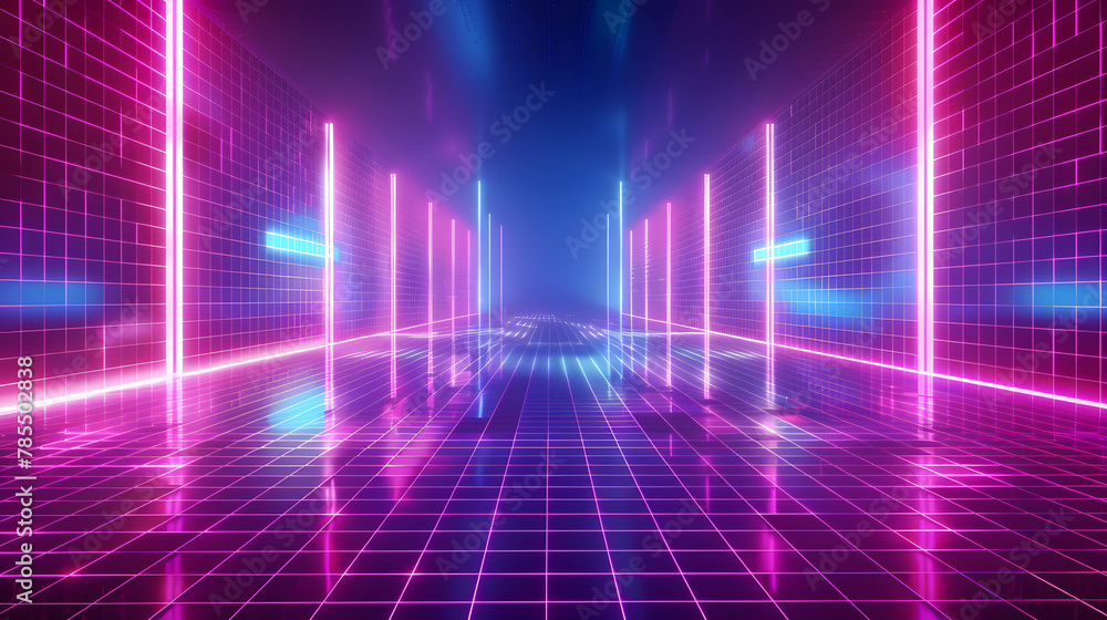 Design a modern digital technology background for presentation with digital grids and glowing neon accents, connecting network, data and information transfer, blockchain technology Design a modern digital technology background for presentation with digital grids and glowing neon accents, connecting network, data and information transfer, blockchain technology