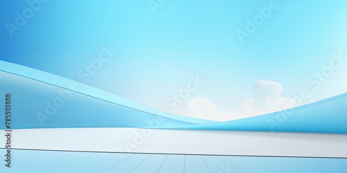 sky blue abstract background vector, empty room interior with gradient corner in a color for product presentation