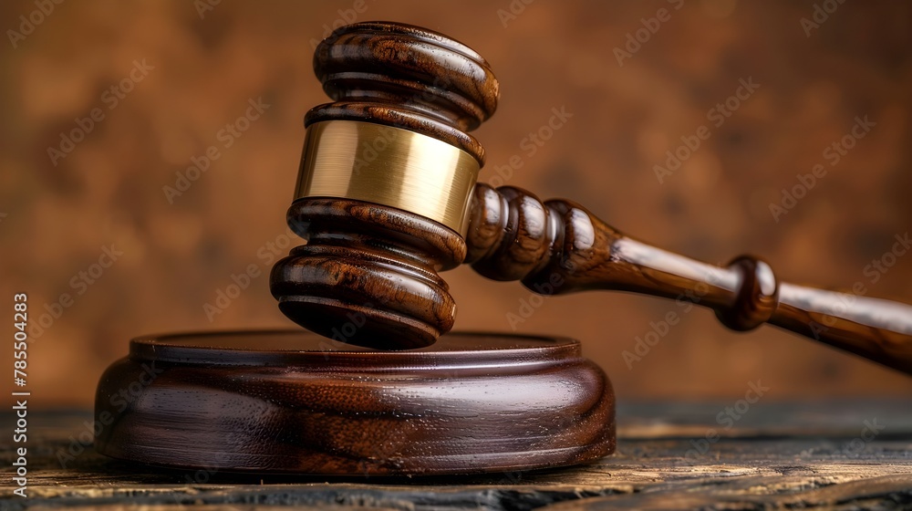 Symbol of Justice The Powerful Strike of a Gavel. Concept Judicial