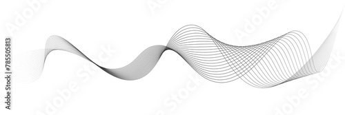 Flowing dots particles wave pattern 3D curve halftone black gradient curve shape isolated on white background. Vector in concept of technology, science, music, modern.