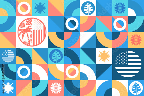 May is Asian American and Pacific Islander Heritage Month. Seamless geometric pattern. Template for background, banner, card, poster. Vector EPS10 illustration.