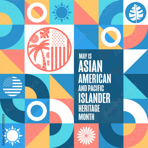 Obraz na płótnie May is Asian American and Pacific Islander Heritage Month. Holiday concept. Template for background, banner, card, poster with text inscription. Vector EPS10 illustration. w salonie