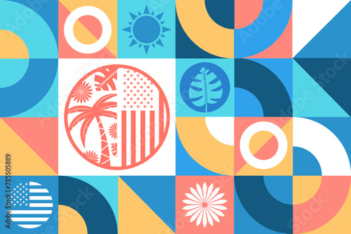 May is Asian Pacific American Heritage Month. Seamless geometric pattern. Template for background, banner, card, poster. Vector EPS10 illustration.