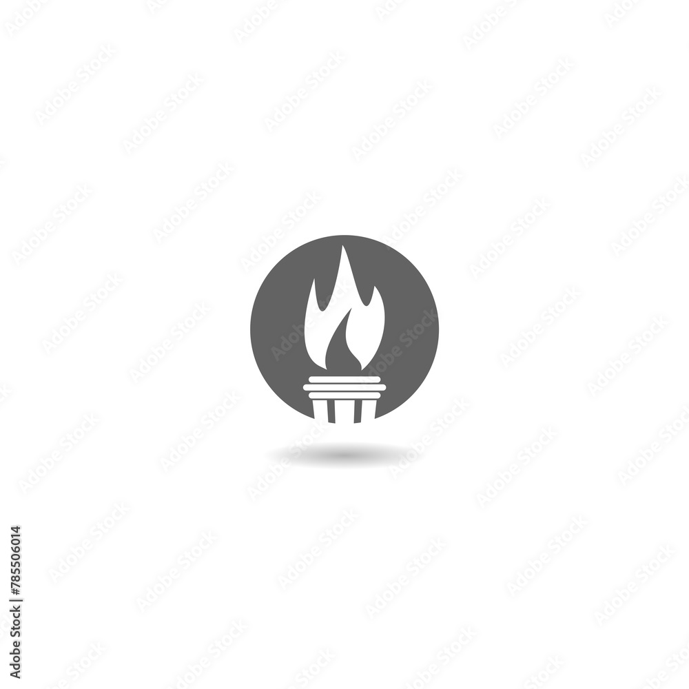 Torch icon logo with shadow Torch icon logo with shadow