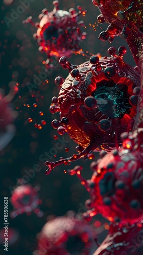 Captivating Nano-Tech Visualization in Vibrant Red