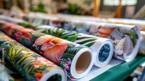 Colorful Assorted Fabric Rolls on Display photo