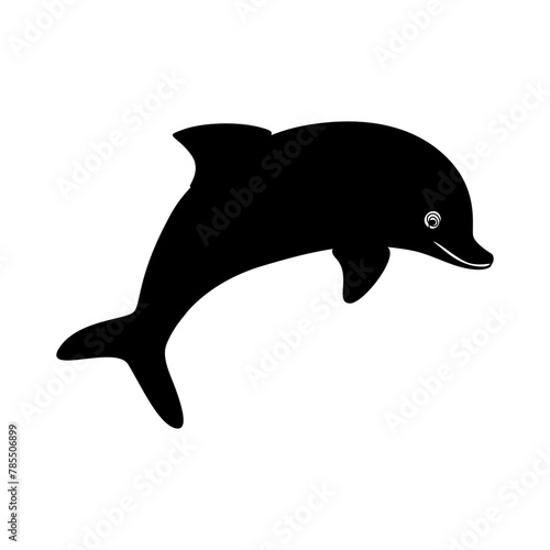 Dolphin fish jumps silhouette vector art  illustration and animal icon design