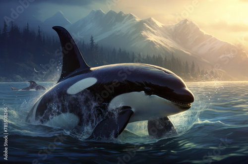 illustration of killer whales