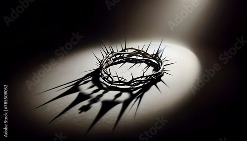 The image shows a close-up view of a crown of thorns, a symbolic religious object associated with the crucifixion of Jesus Christ.