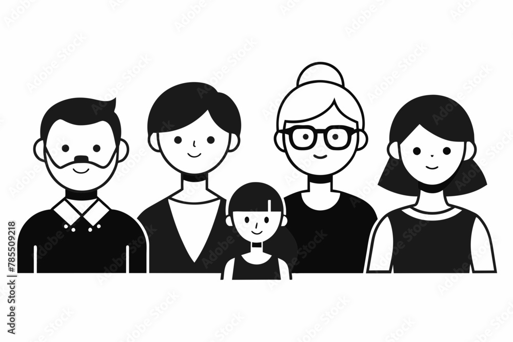 Black and white vector icons representing different age groups of people, providing a clear and concise visual representation of age diversity Black and white vector icons representing different age groups of people, providing a clear and concise visual representation of age diversity