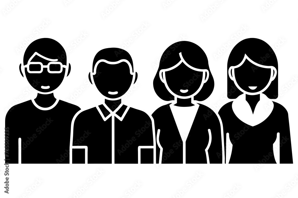 Black and white vector icons representing different age groups of people, providing a clear and concise visual representation of age diversity Black and white vector icons representing different age groups of people, providing a clear and concise visual representation of age diversity