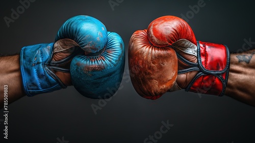 Two Boxers' Gloves Colliding in Fight © VGV