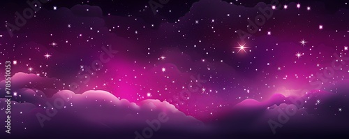 Starry night sky background with glowing stars on a dark Magenta background vector illustration